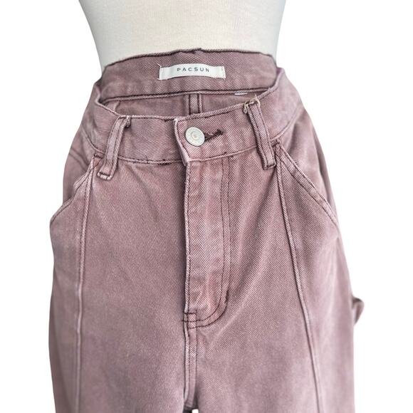 PacSun Ultra High Rise Flare Carpenter Jeans Brown Faded, Y2K Size 23 - Picture 10 of 12